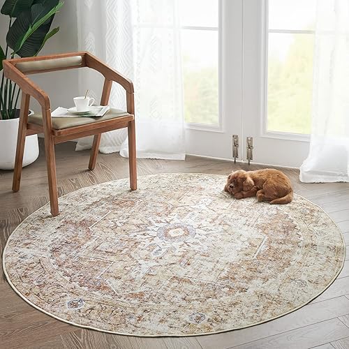Miniatura 69 de jinchan Alfombra de Área 2x3 pies Alfombra Vintage de Entrada Lavable Bohemia Tapete Interior para Puerta Medallón Floral Tapete Pequeño para Puerta