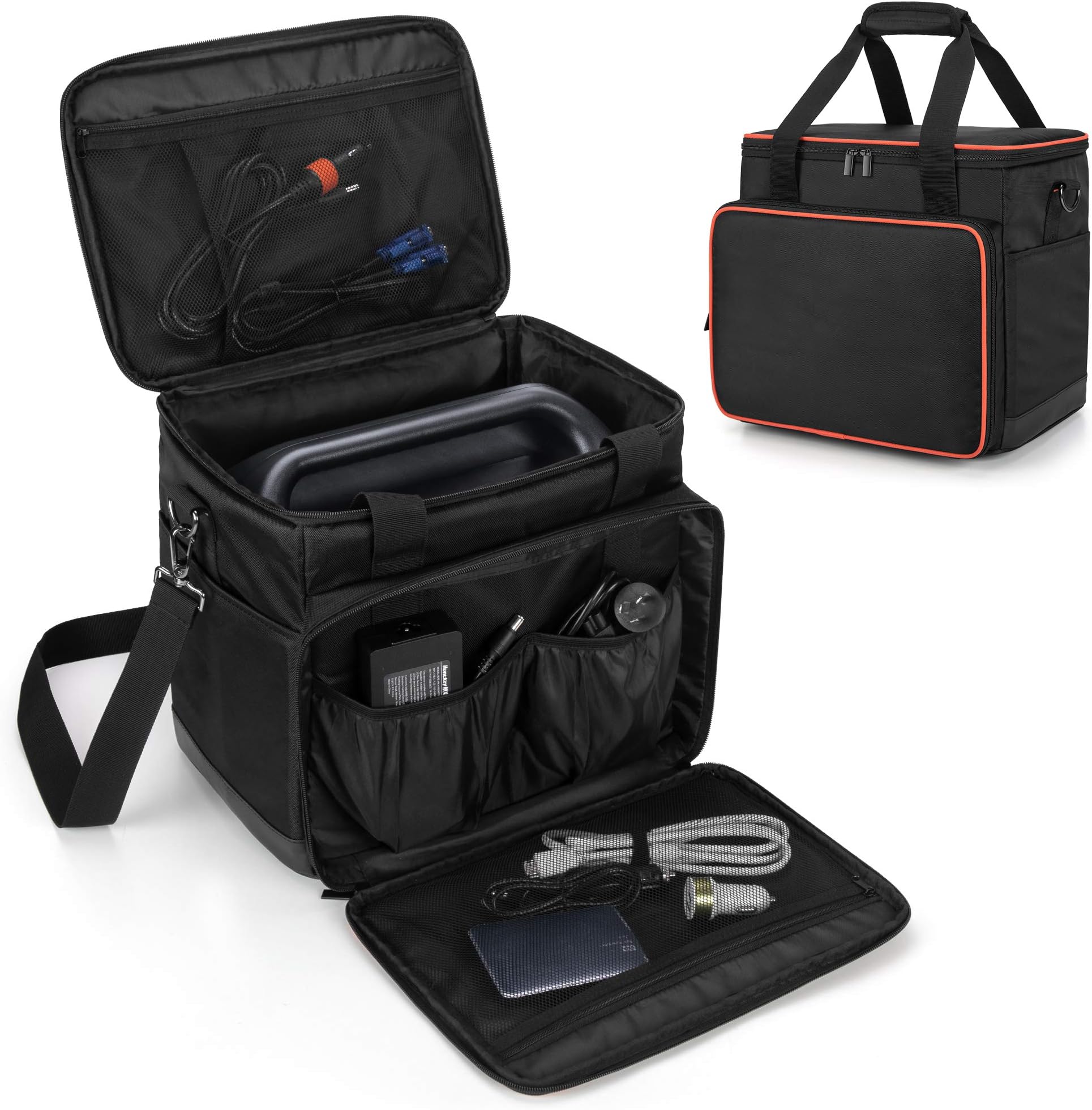 Travel Carrying Bag Compatible with Jackery Portable Power Station Explorer 1000/ECOFLOW River Max, Storage Case with Waterproof Bottom and Front Pockets for Charging Cable and Accessories