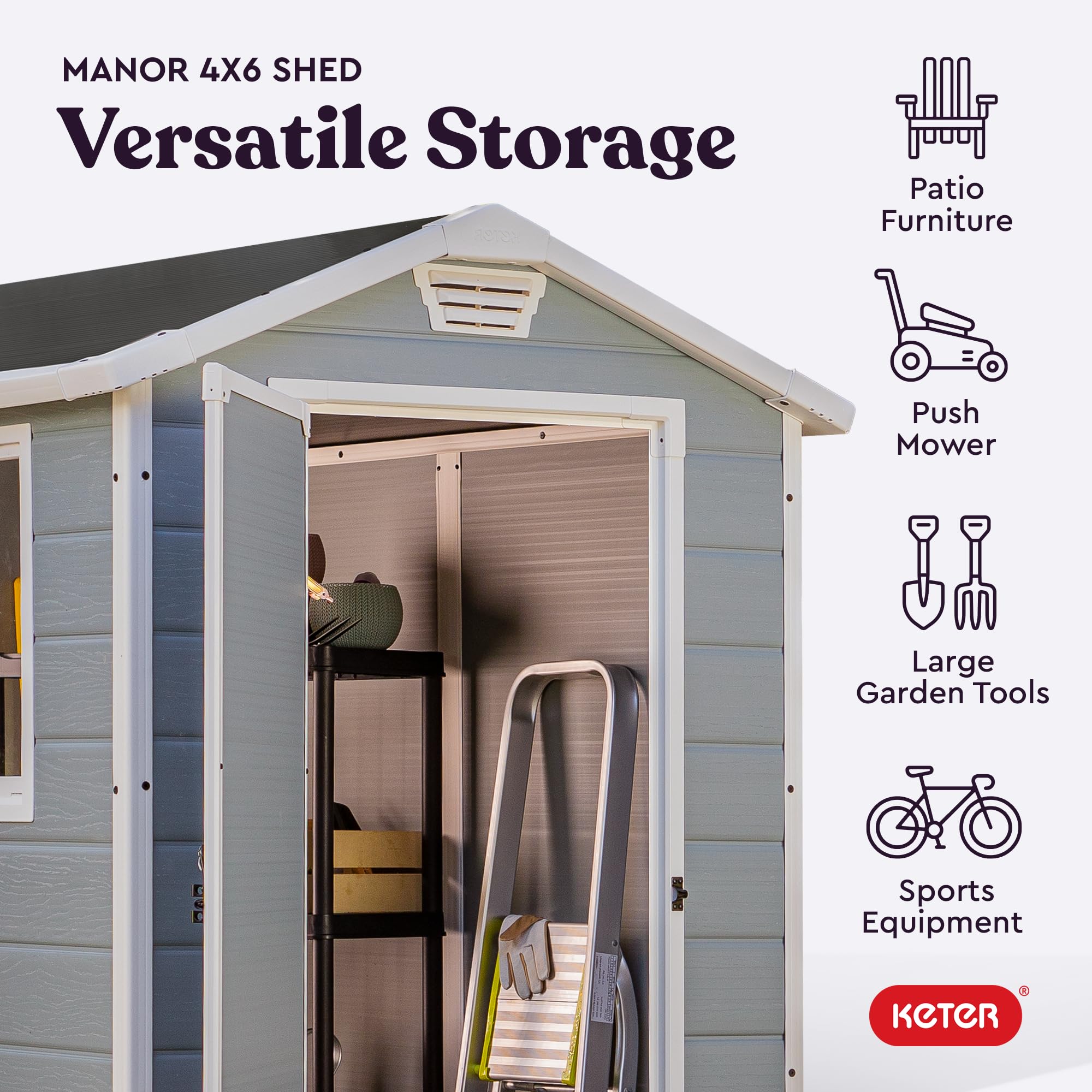 Amazon.co.jp: KETER (ケター) Manor 4 x 6インチ 樹脂製 屋外 物置