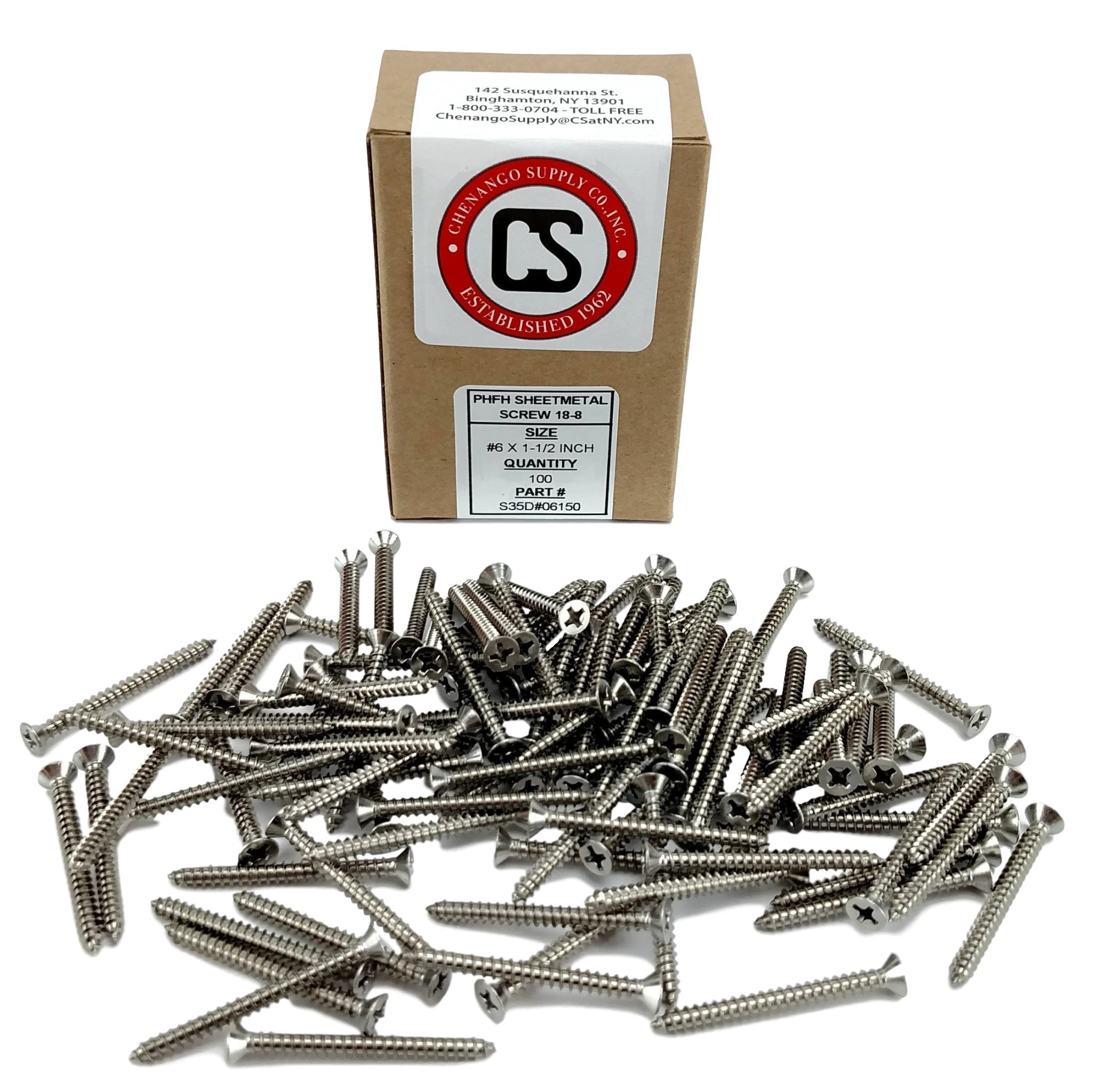 100 Pcs #8 X 5/8" Phillips Flat Head Wood Screws – 316 Marine Grade Stainless Steel