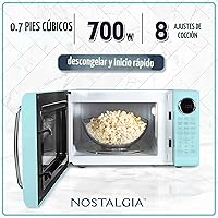 Vista 2 de Nostalgia Retro - Horno de microondas de 0.7 pies cúbicos, 700 vatios, tamaño de encimera con plato giratorio de vidrio, cerradura de seguridad