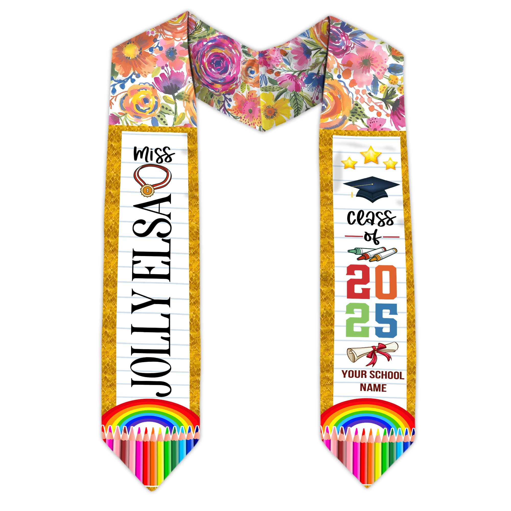 MonkeyVan Custom Class Of 2025 Teacher Graduation Stole, Teacher Graduation Sash, Teacher Pencil Grade Honor Stole Grad 2025 Tc 3
