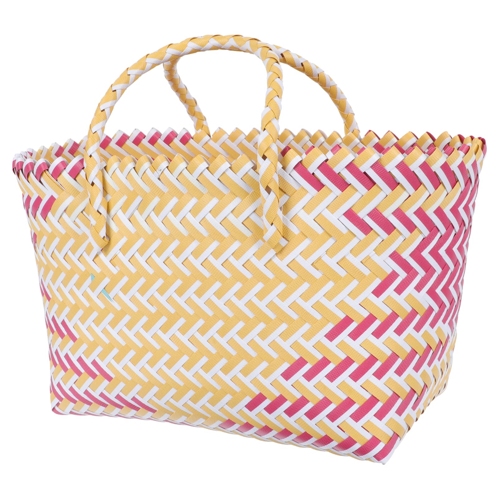 STOBAZA 1pc Straw Bag Shopping Shoulder Handbag Women Handwoven Bag Straw Tote Woven Market Basket Urban Leisure Bag Woman Handbags Women Shopping Bag Plastic Shopping Basket Work Rattan