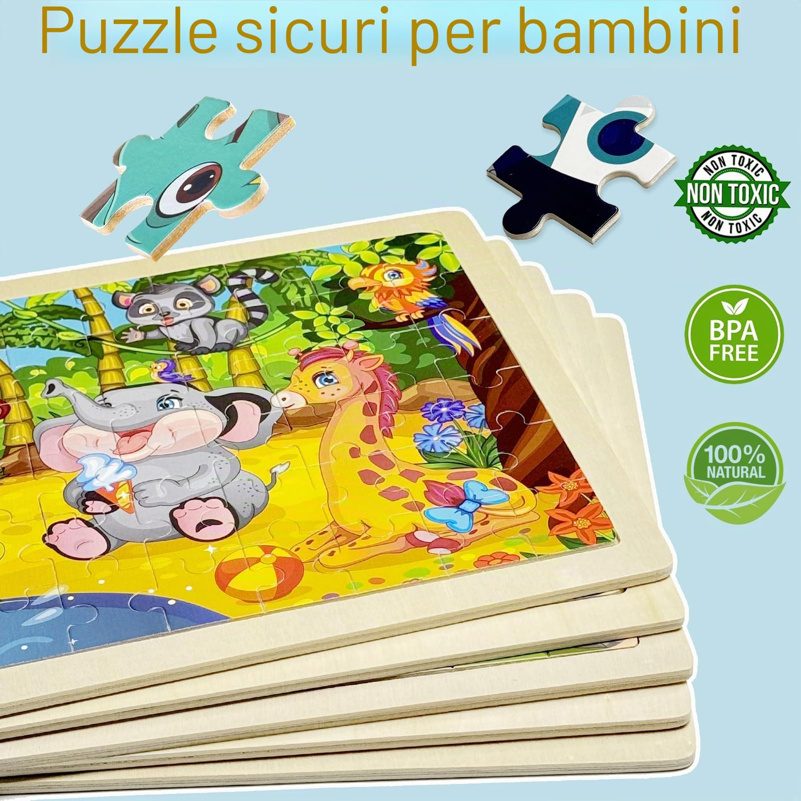 Puzzle Bambini 3 Anni, 5 Set 60 Pezzo Puzzle Legno Bambini, Giochi Legno Montessori Puzzle Dinosauri, Animali, Spazio, Veicolo, Gioco Educativo Regalo per Ragazzo e Ragazza di 3 4 5 Anni