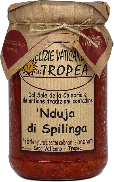 Nduja di Spilinga 280gr Spicy Spreadable italian sausage - Italian Artesian Food Gourmet Delicatessen- Made Italy - Typical Calabrian Product - Delizie Vaticane Di Tropea