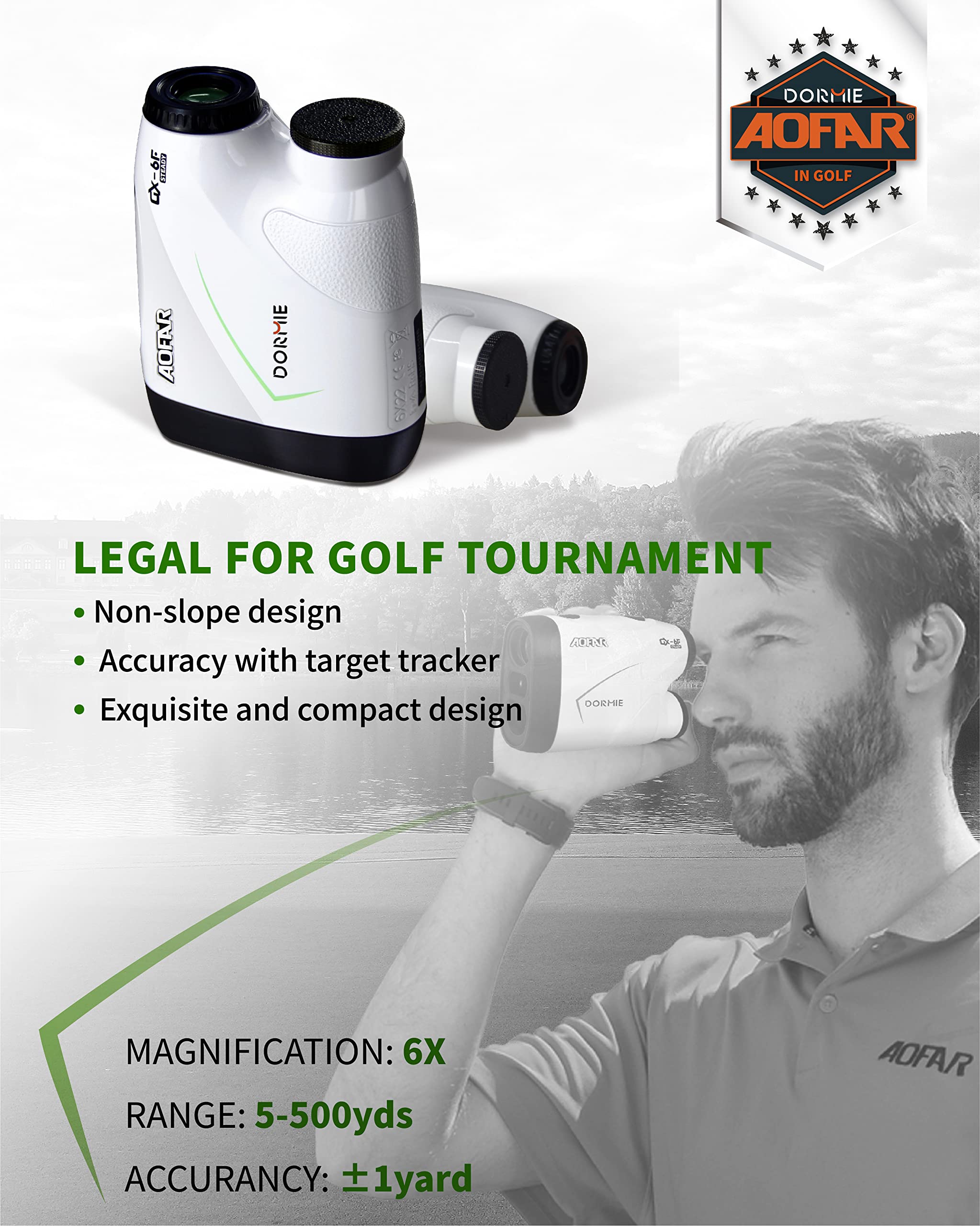 AOFAR Range Finder Golf GX6F, Flag Lock with Pulse Vibration