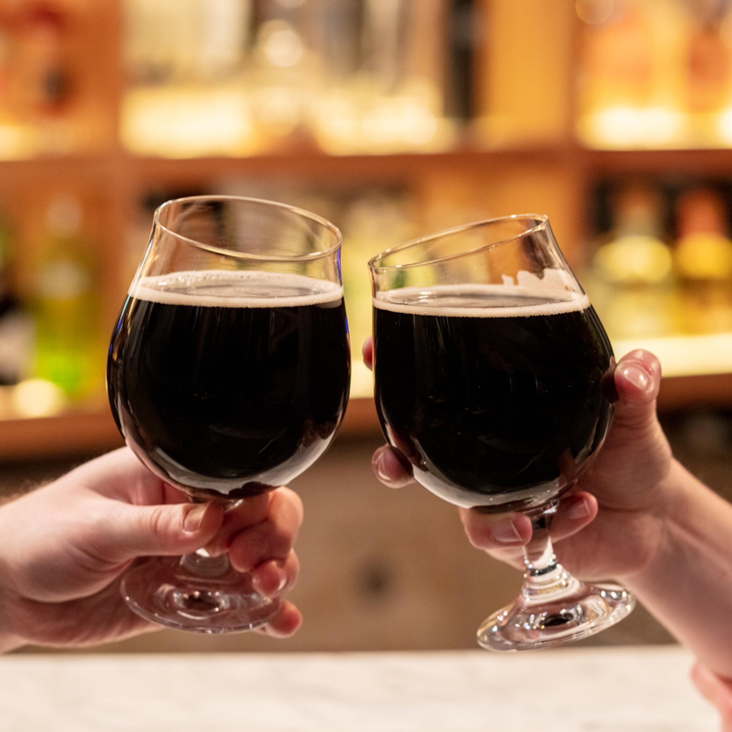 KROSNO Vasos de cerveza Dark Ale Stout, juego de 6 unidades, 16.5 onzas, colección Elite, perfecto para el hogar, restaurantes y fiestas, apto para lavavajillas y microondas