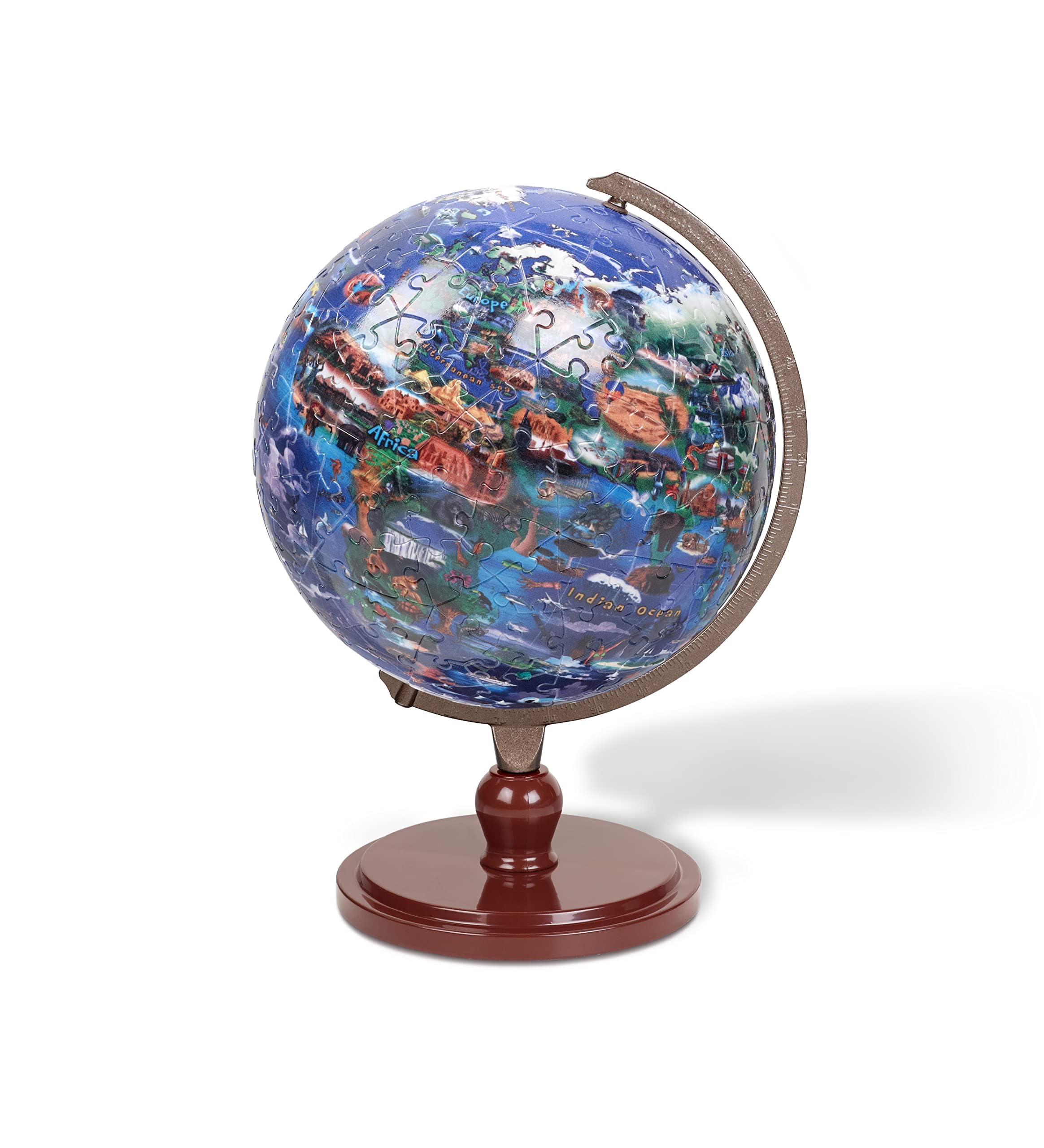 Full Cycle Our Planet 3D Puzzle Learning Toy - 240 Pieces - Incudes Display Stand - World Map Globe for Kids - Part of the Spartan & the Green Egg Little Adventure Travelers' Graphic Novels