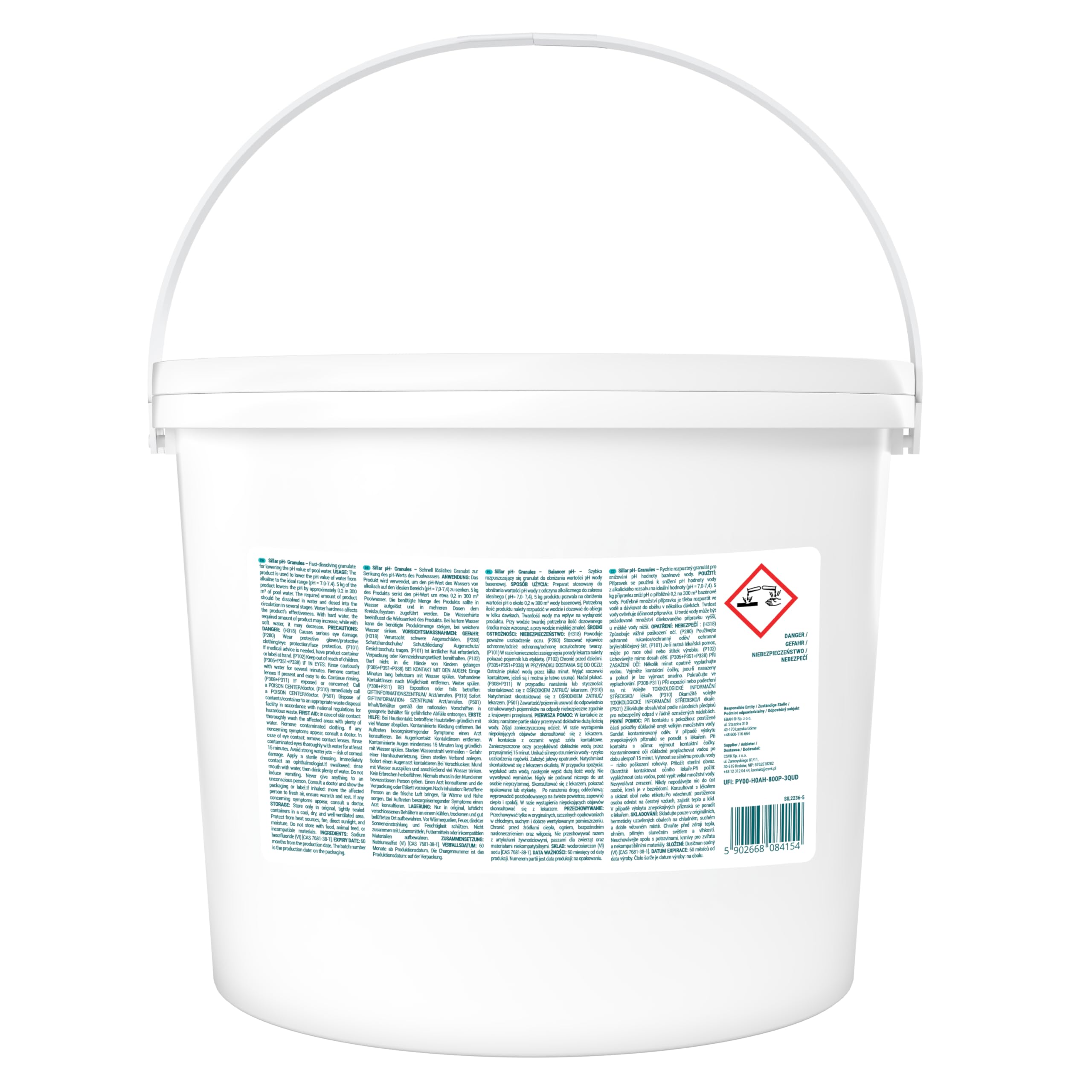 Sillar Tabletki Chlorowe w Granulkach Multitabs | Chlor do Pielęgnacji Wody w Basenach Naziemnych, brodzikach, Ogrodowych i Wannach z Hydromasażem – 5kg