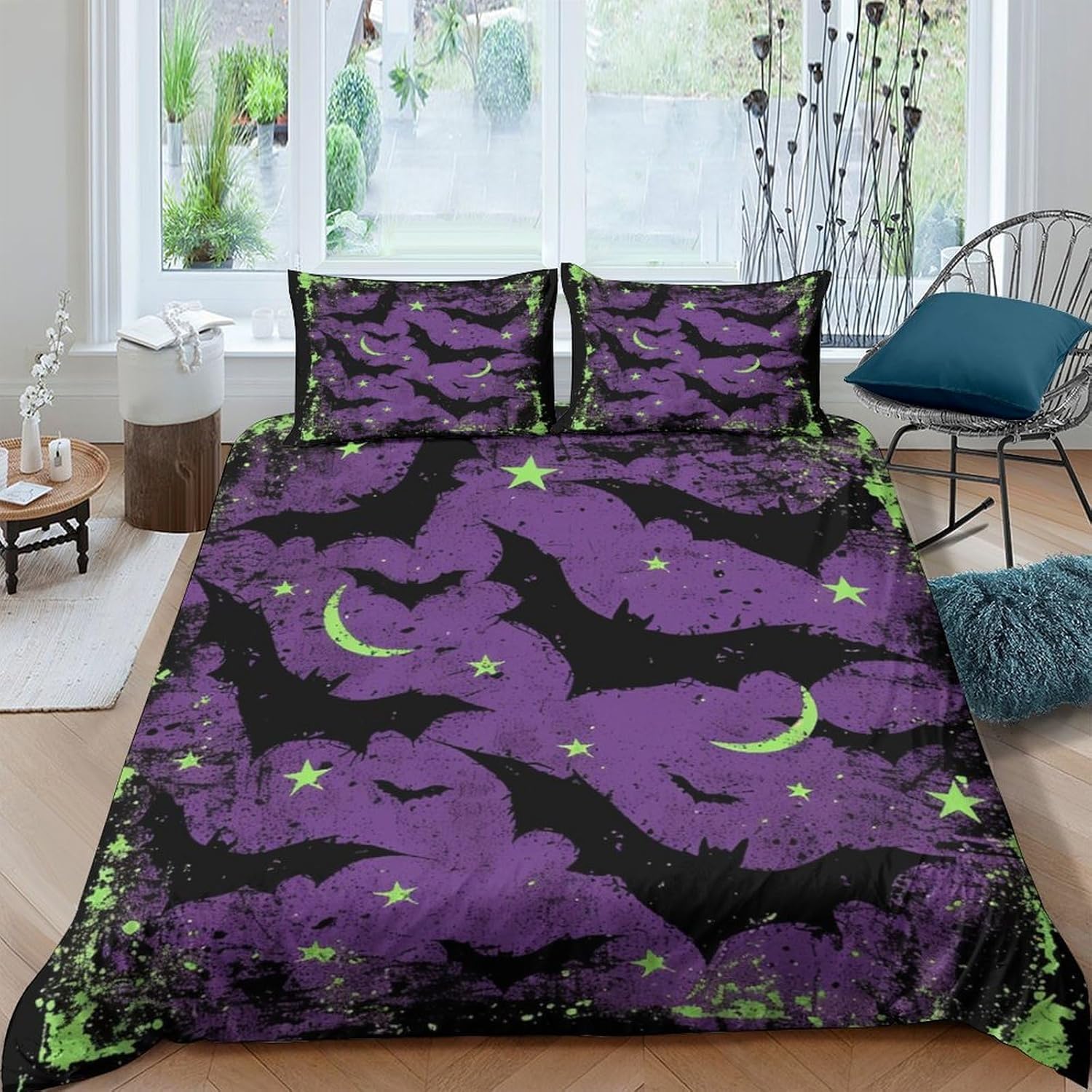 Housse de couette 260x240 chauve-souris douce et respirante avec fermeture éclair pratique