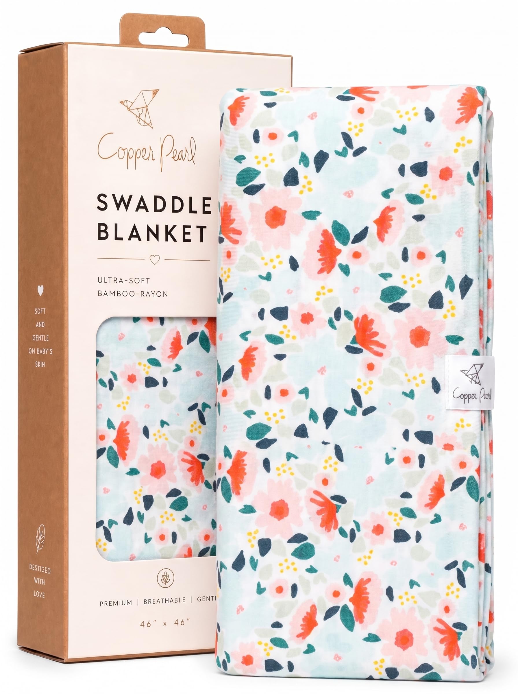 Copper Pearl Swaddle Blankets for Newborns | Soft Stretchy Receiving Blankets for Boys and Girls | Large 46 x 46 Inch Baby Blankets | Lightweight and Breathable Swaddles | Leilani