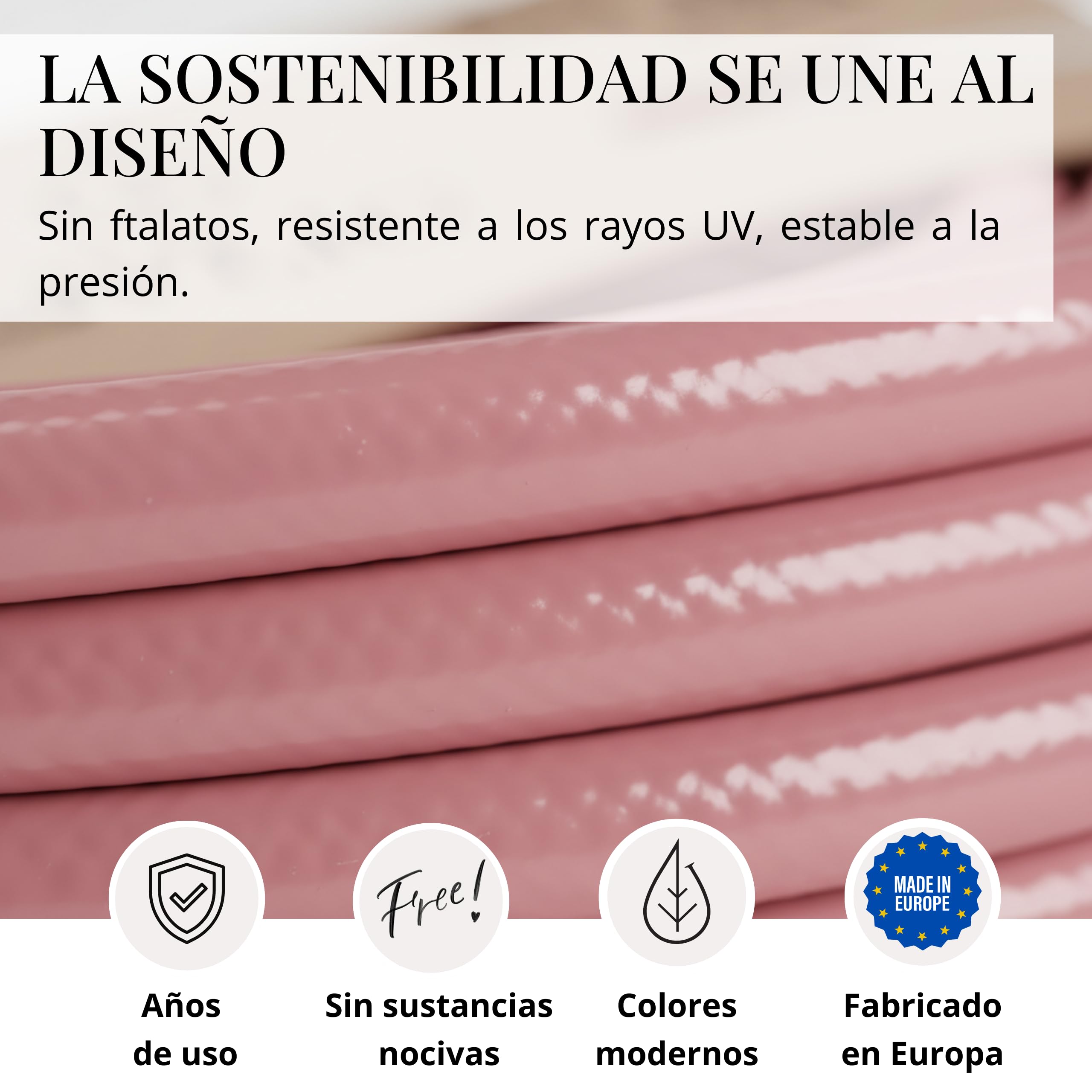 LIVLIG Manguera Jardin 30m – Manguera de Riego Flexible, 60% Reciclado, Resistente UV, Antitorcion, 1/2 Pulgada, Rose