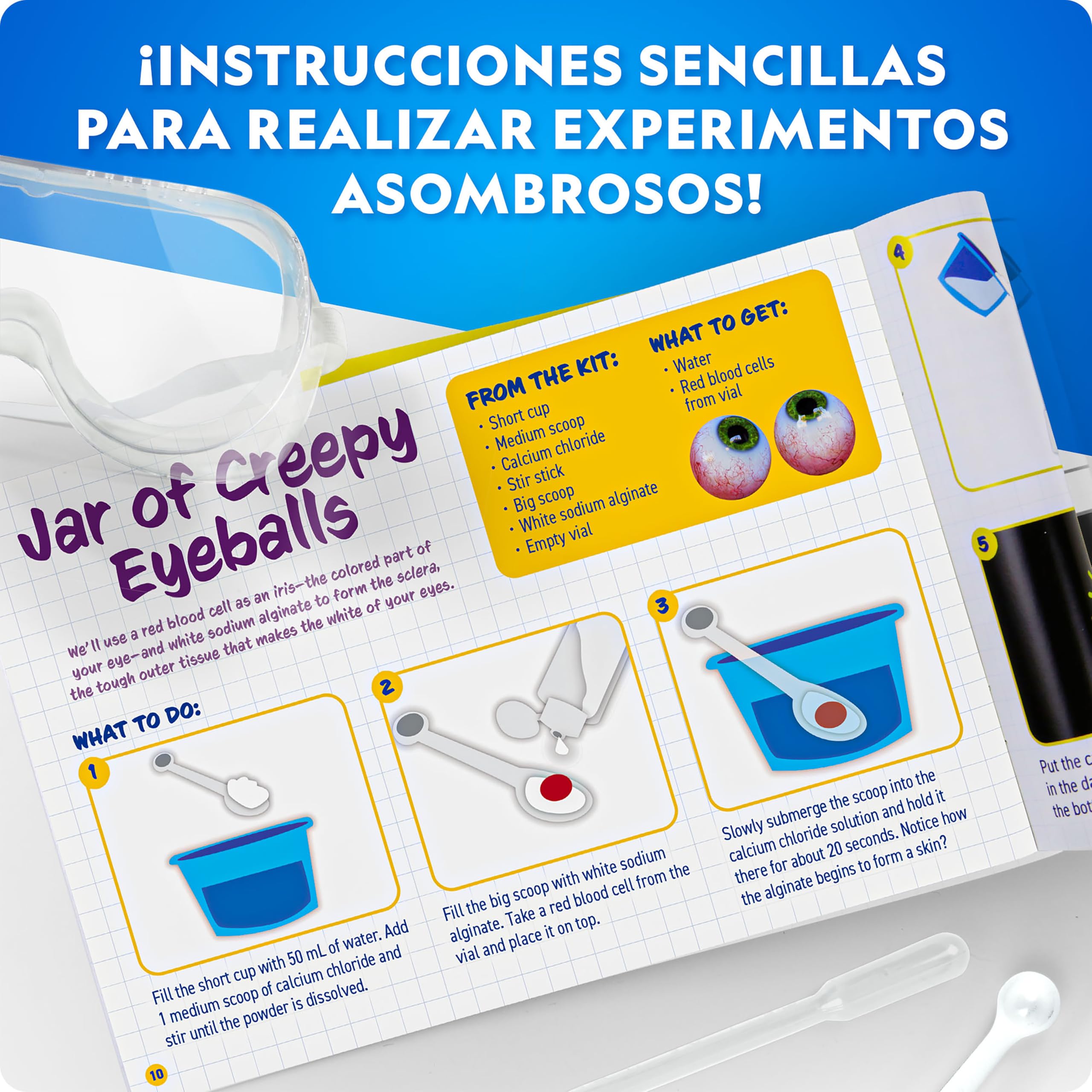 NATIONAL GEOGRAPHIC - Juego de química bruta - 20 experimentos científicos brutos para niños, diseccionar un cerebro, estallar células sanguíneas y más, gran kit de ciencia CTIM para niños