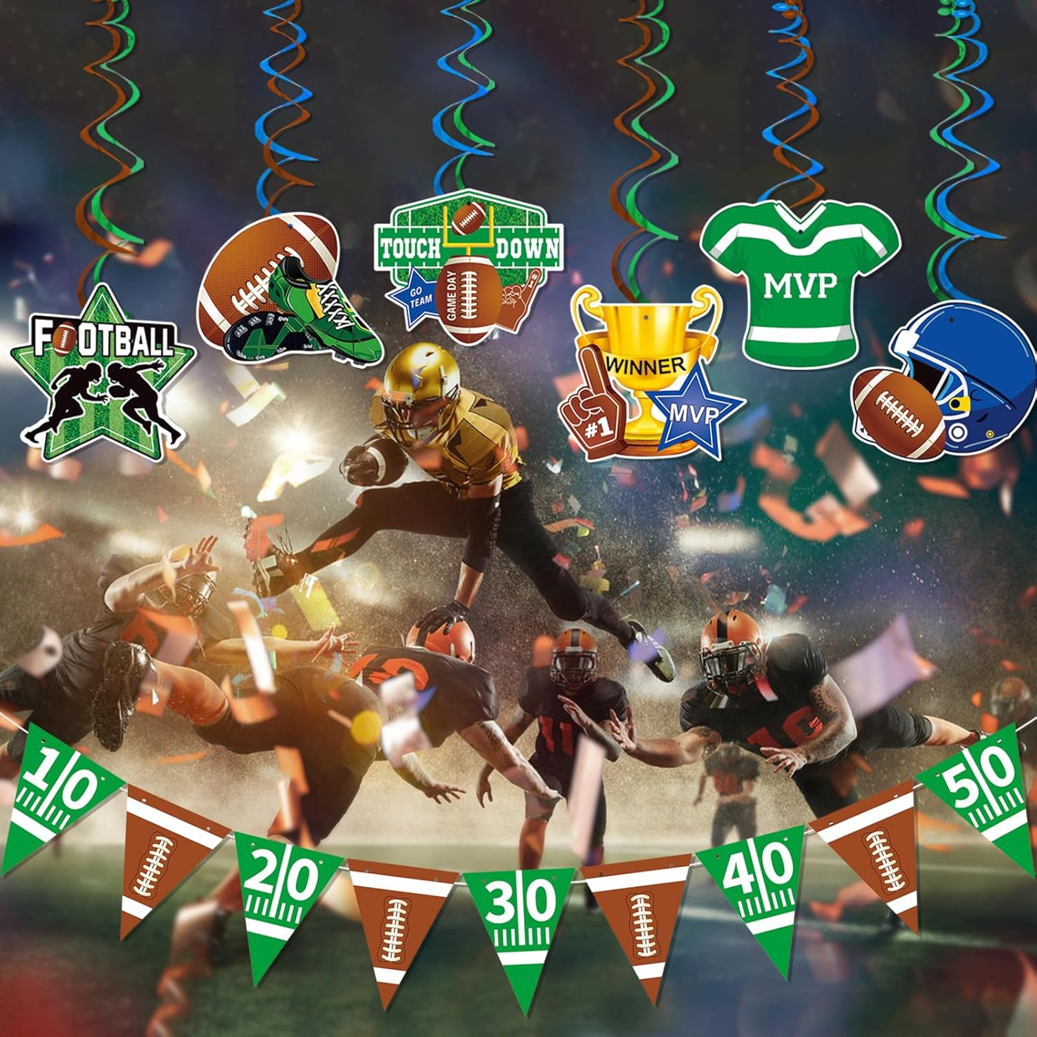 Game Time Touch Down Football Banner: Football Party Decorations for Birthday Parties Birthday & Sports Fantasy Party Decorations
