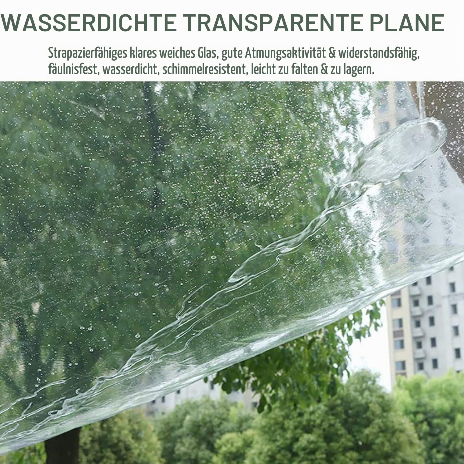 Plane Transparent mit Ösen 2.4X3M, PVC Durchsichtige Plane Wasserdicht Abdeckplane, Reißfest Winddicht für Außenbereich Garten Pavillon, mit Seil