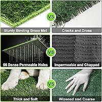 Vista 5 de Hompet Orinal para perros para interiores o porche, 2 almohadillas de entrenamiento de césped artificial con deflector de orina, reutilizable