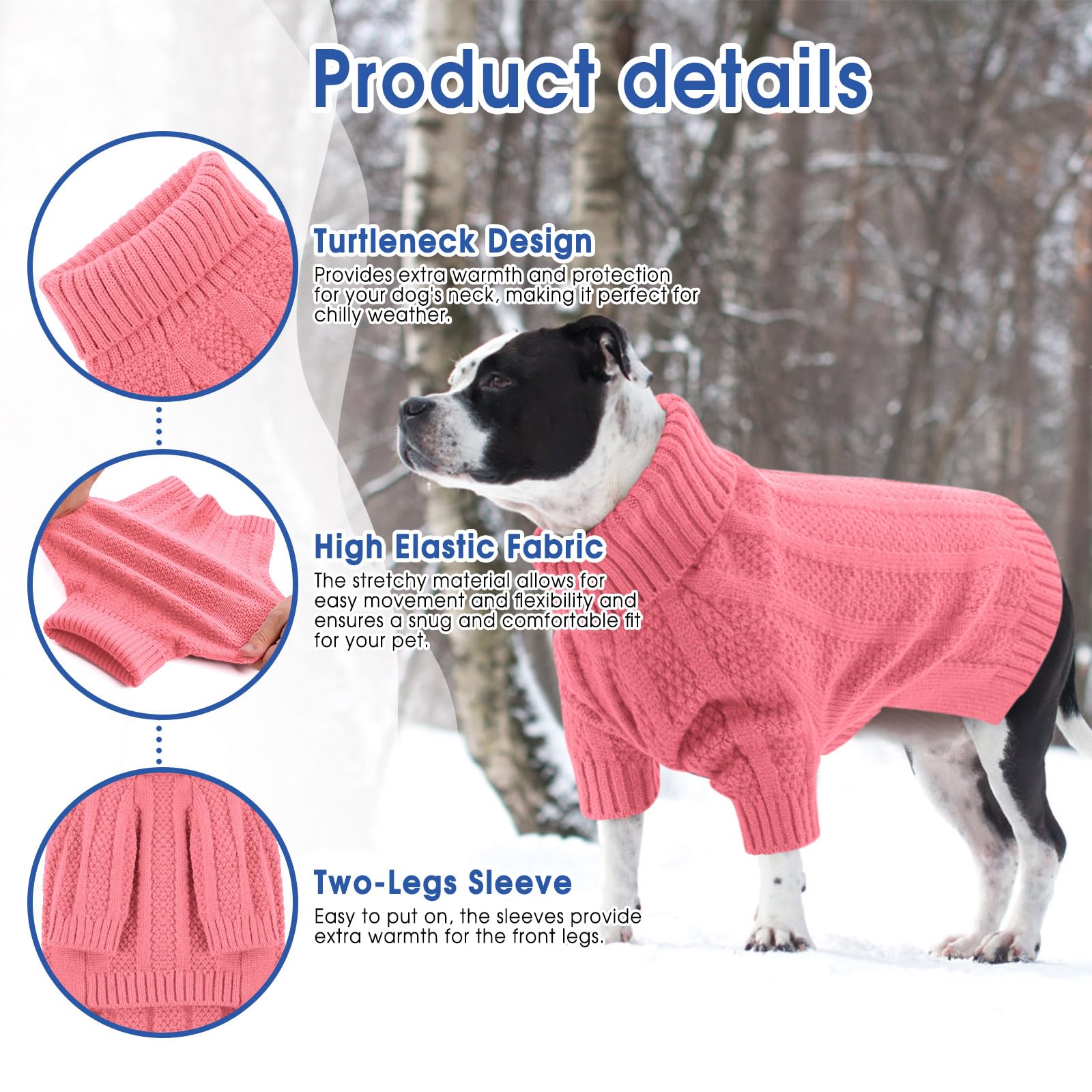 Queenmore Dog Jumpers UK, Small Knitted Turtleneck Puppy Jumper for Boys Girls Yorkshire Poodle, Cockapoo (Pink, S) - Image 4