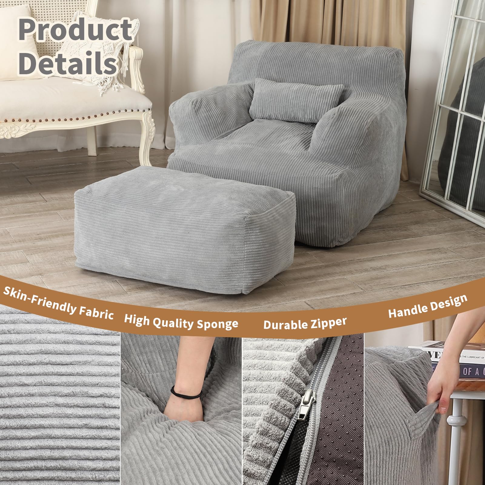 Fauteuil Pouf Géant Bubble Sofa 120 Cm - Gris Foncé - Démontable Et Lavable