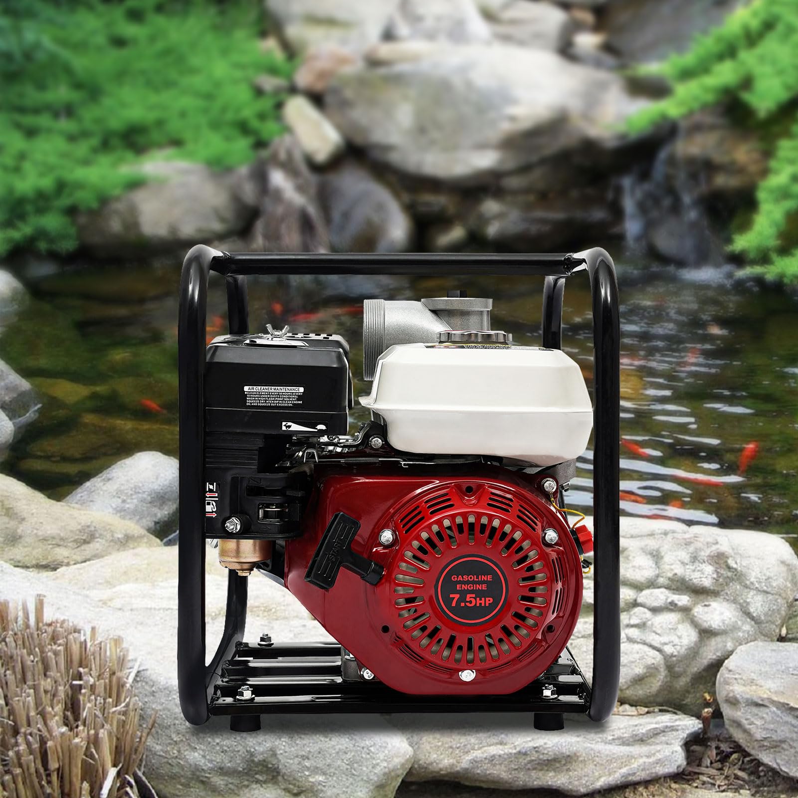 Pompa dell'acqua a gas 4 tempi 3 pollici pompa per rifiuti 210cc 7,5 HP, pompa ad acqua ad alta pressione alimentata a gas 90 piedi di sollevamento e 22 piedi di aspirazione, pompa di trasferimento