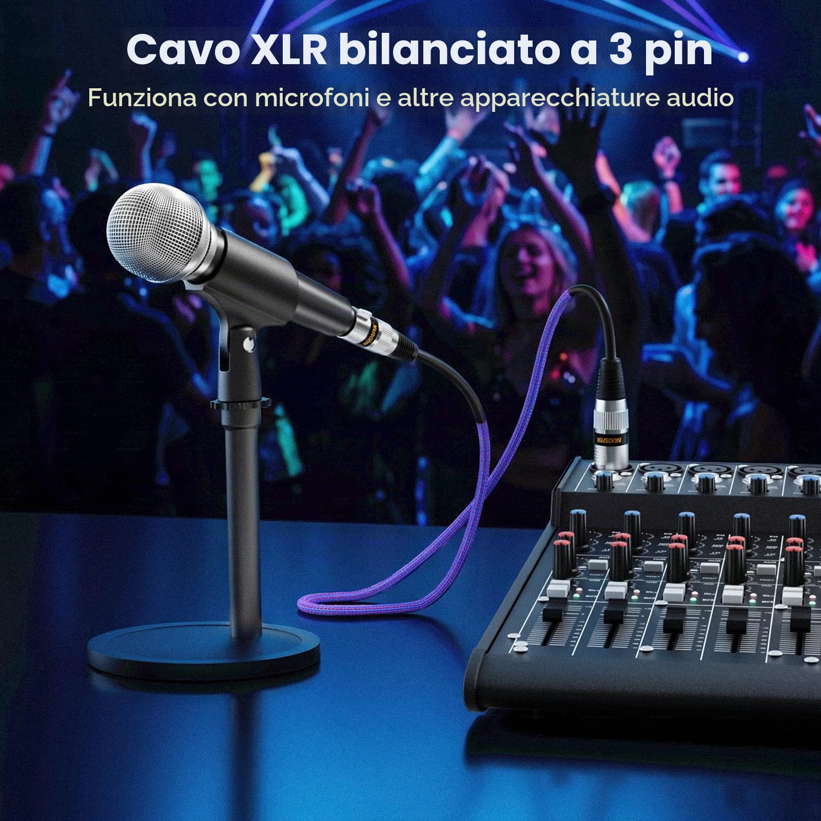 Cavo XLR Bilanciato Microfono 10M 2 Pack, Maschio a Femmina 3 Poli Cavi XLR Cannon Connettore per Microfono, Mixer, Studio di Registrazione
