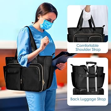 Fasrom Nurse Bag, Medical Tote Bag with 15.6 Inch Laptop Compartment