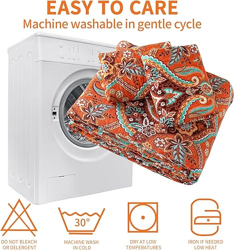 Vista 104 de TWINRUN Colchas de algodón tamaño Queen, colchas ligeras de tamaño Queen para cama, suave, reversible, a cuadros, floral, juego de ropa de cama