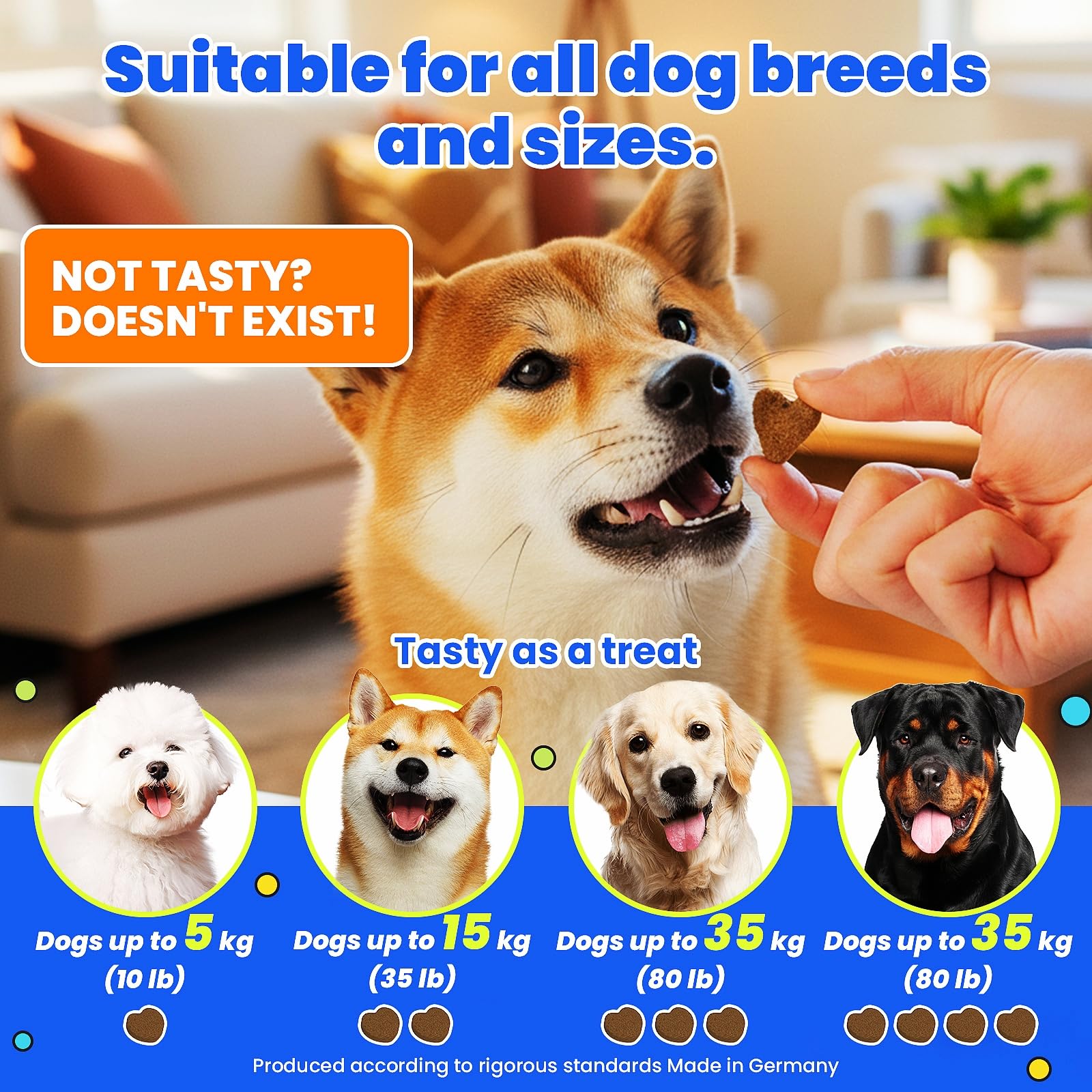 10-in-1 Probiotici per Cani - 500g Formula Premium con Probiotici e Prebiotici, per la Cura Quotidiana dell'Intestino e il Benessere Generale, Facile da Somministrare, Altamente Palatabile, 300 Snacks