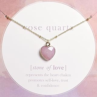 Amethyst Heart Crystal Necklace Rose Quartz Healing Crystals Birthstone Handmade Necklace Cute Elegant Women Necklaces Rea...