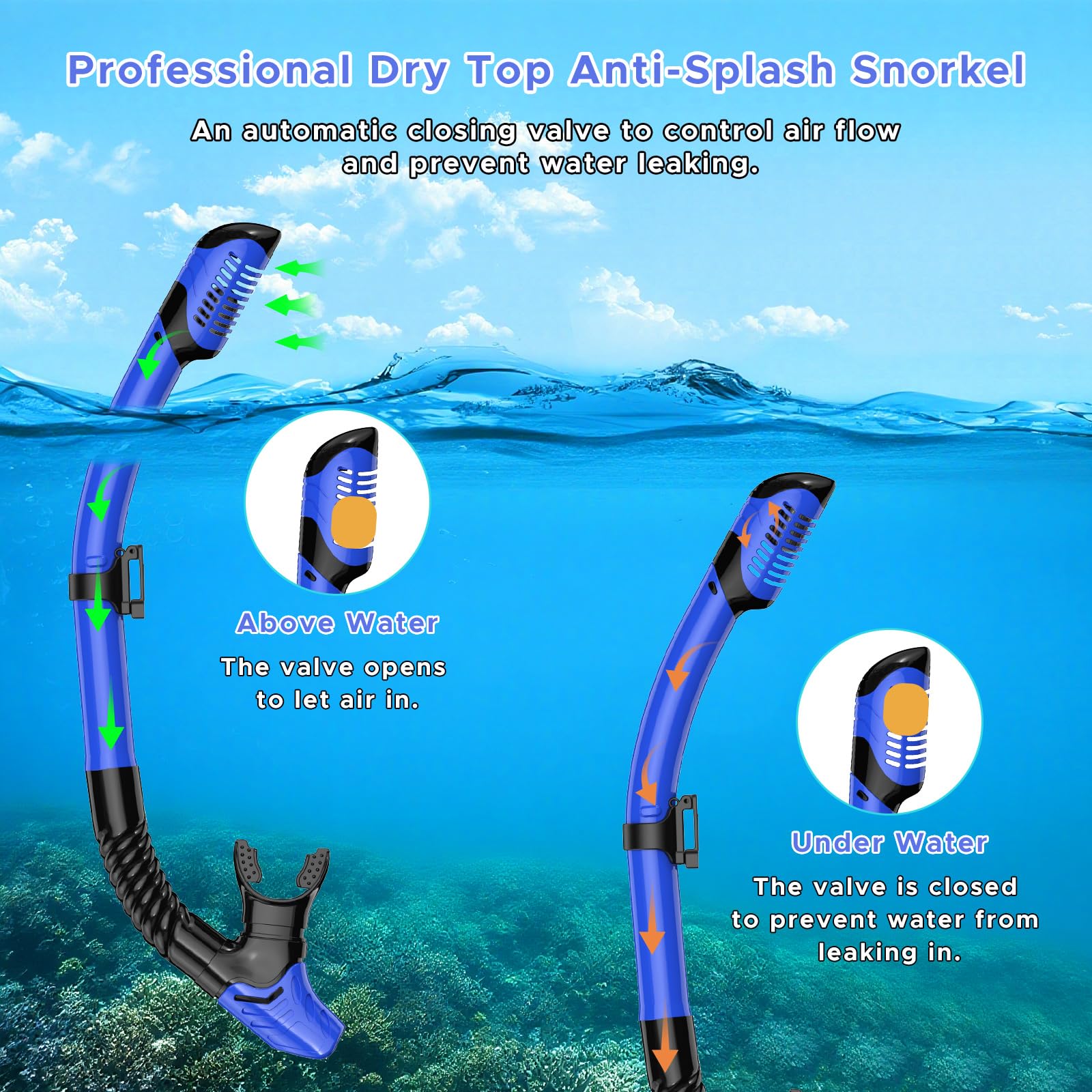 Equipo de esnórquel para adultos, juego de máscara de esnórquel, máscara de buceo, esnórquel seco