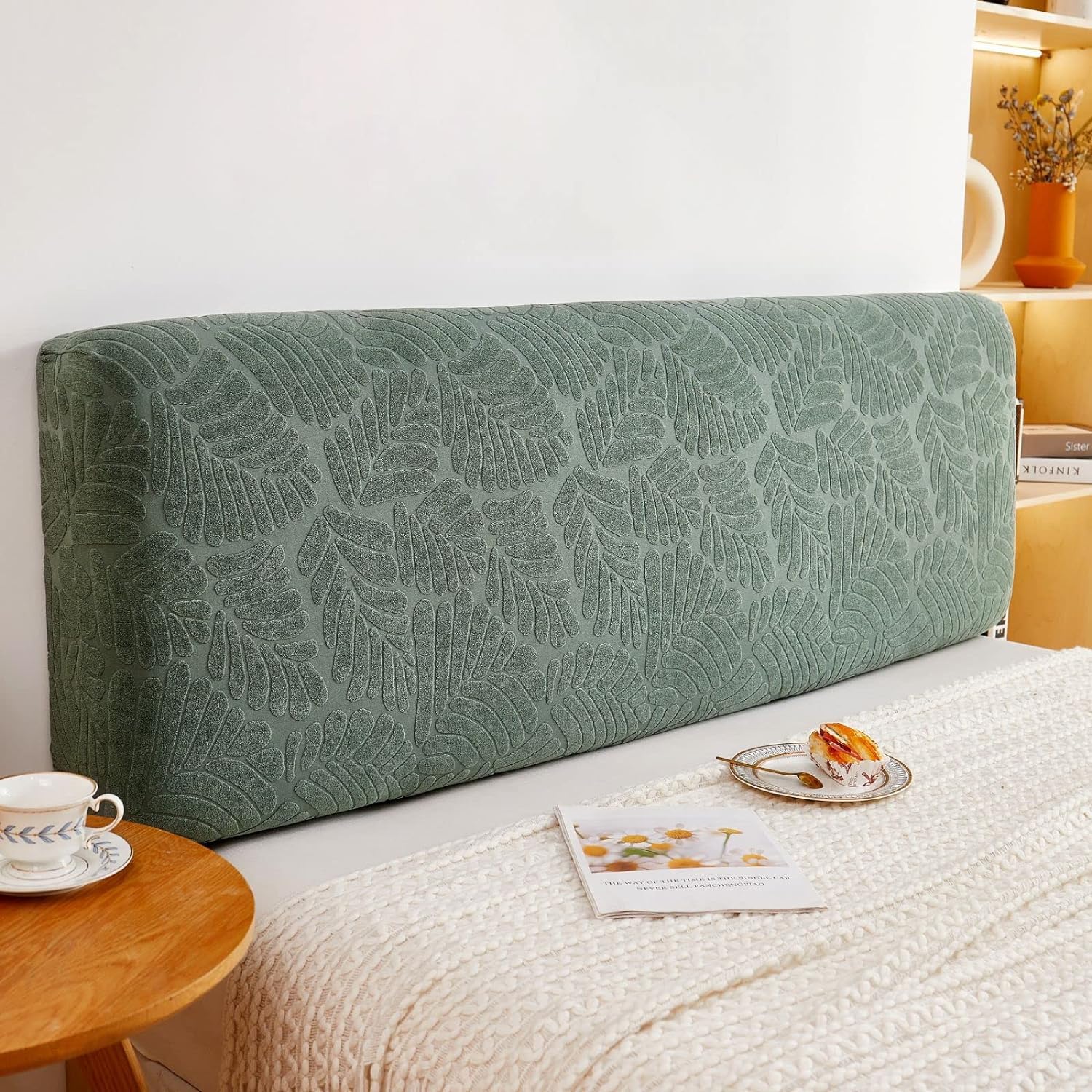 Headboard Cover For Bed Elastic Stretch Slipcover Covers Headboard Bed Lining For Dustproof Protector Cover In Spandex Fabric Soft Protective Coverage Of Padded Bed Single Double(190-210cm,Green)