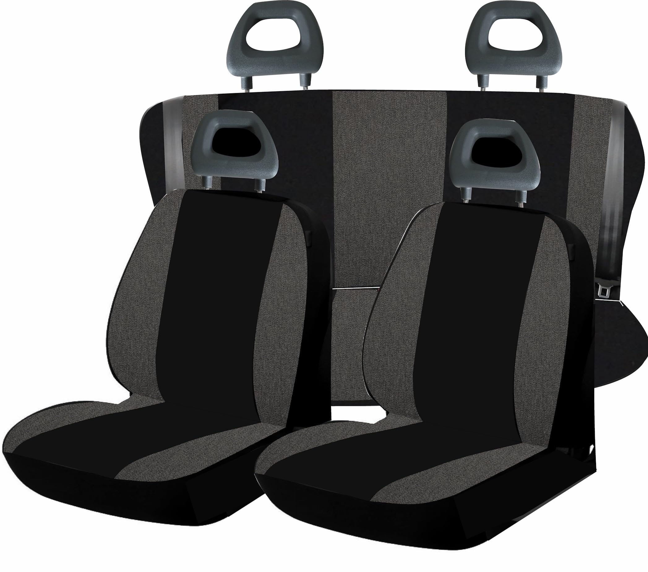 Generico Coprisedili Auto per Fiat Panda (2003/2012), Cotone Grigio scuro/Nero, Made in Italy, varie Versioni Sedili Posteriori… (4 posti schienale posteriore intero)
