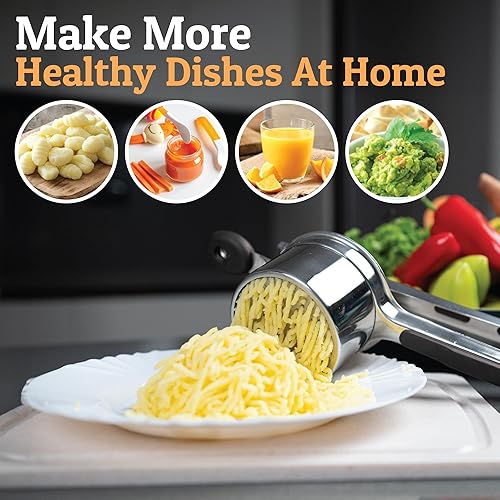 Miniatura 8 de PriorityChef - Ricer de papas grande de 15 onzas con 3 discos, resistente acero inoxidable para puré de papas, triturador de papas, herramienta de