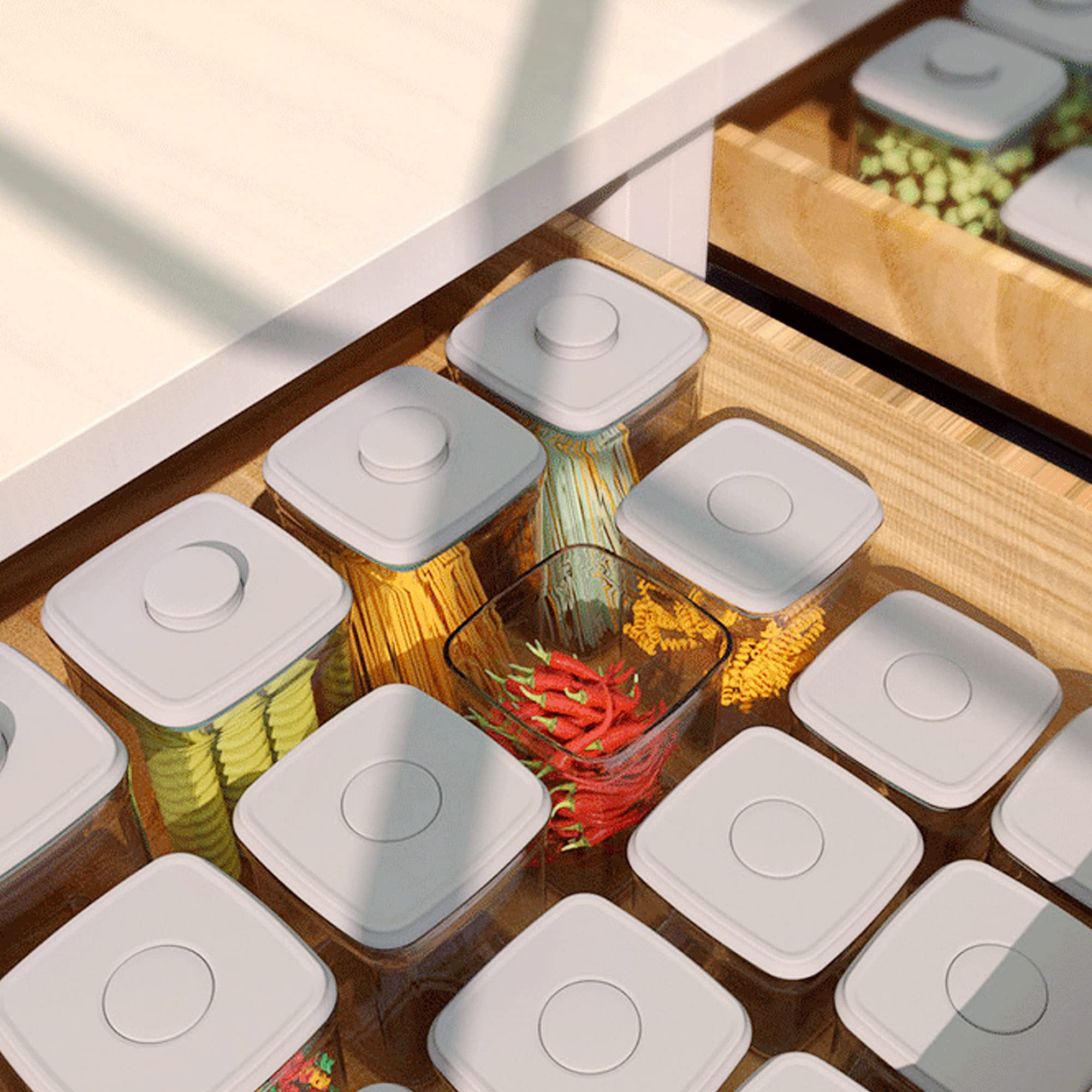 M2OUTLET - Juego de 8 botes de almacenamiento para alimentos, herméticamente cerrados (tamaño de los recipientes de 0,48 L, 2 de 0,85 L, 2 de 1,5 L, 1 de 2 L)
