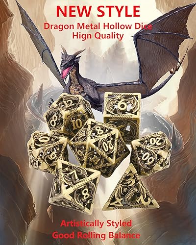 Miniatura 2 de Juego de dados huecos de metal Crusoe de Calabozos y Dragones juego de dados poliédricos DND miniaturas 5e D20 tapete de juego mágico 7 piezas dados