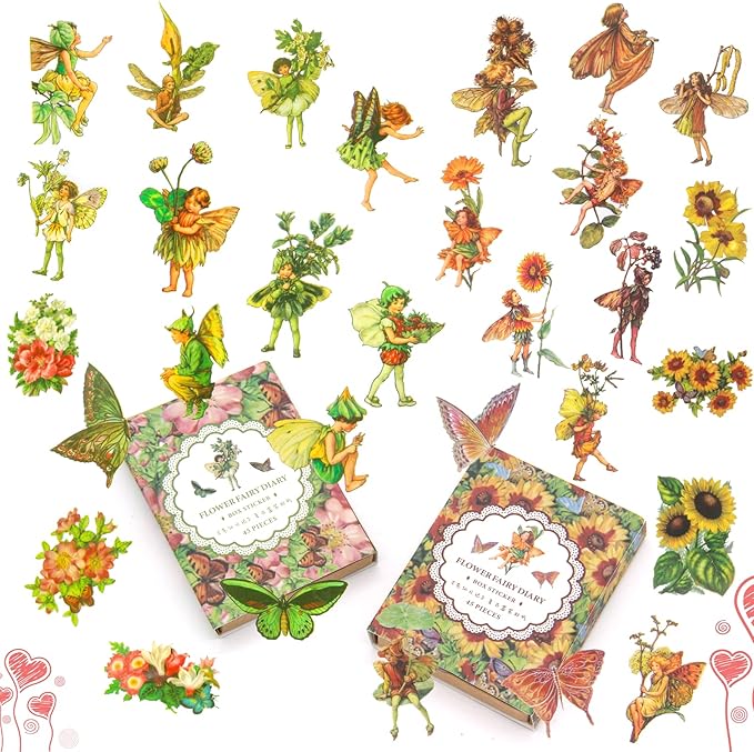 90 Pieces Fairy Stickers for Scrapbook, Transparent Flower