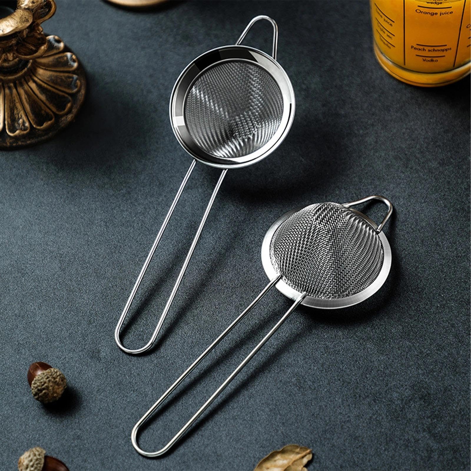 2-Piece Cocktail Strainer Stainless Steel Sieves, Conical Strainer with Handle - Image 3
