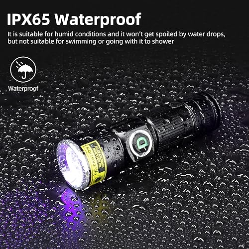 Miniatura 6 de DARKDAWN Luces UV de 395 nm, linternas USB recargables ultravioleta LED luz negra, mini lámpara de Wood portátil para detección de orina de gatos,