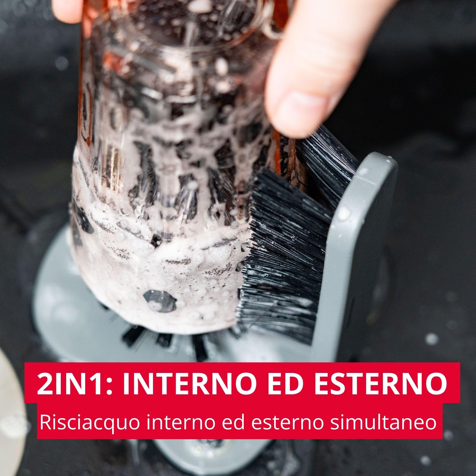 Westmark spazzola per lavare bicchieri, base a ventosa - Pratica spazzola per pulizia facile di bicchieri, non scivola, per ristorazione o accessorio per privati - senza BPA