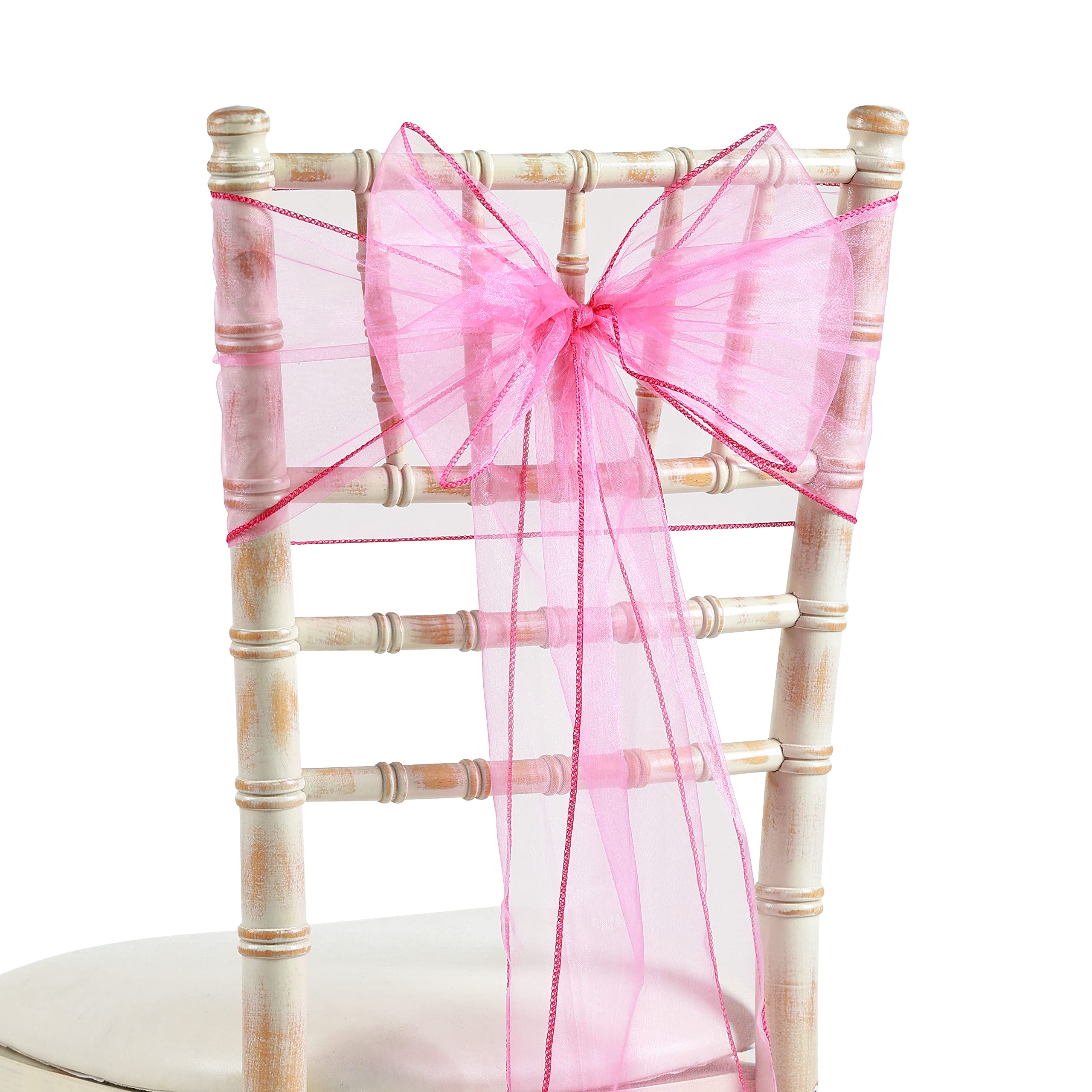 The Chair Cover Company Fuchsia 20X275cm Organza Sash Wider Sash Fuller Bows Chair Cover Bows Sash For Wedding Party Birthday Decoration (25, )