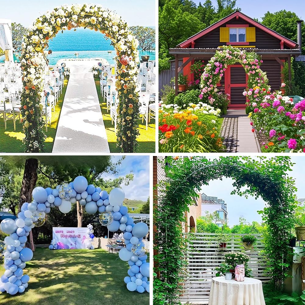 Metalowa kratka ogrodowa, pergola łukowa, do roślin pnących, winorośli i kwiatów, dekoracyjna rama łukowa, na ścieżki, wejścia, ceremonię ślubną i dekorację imprezową, czarna, 140 x 230 x 40 cm