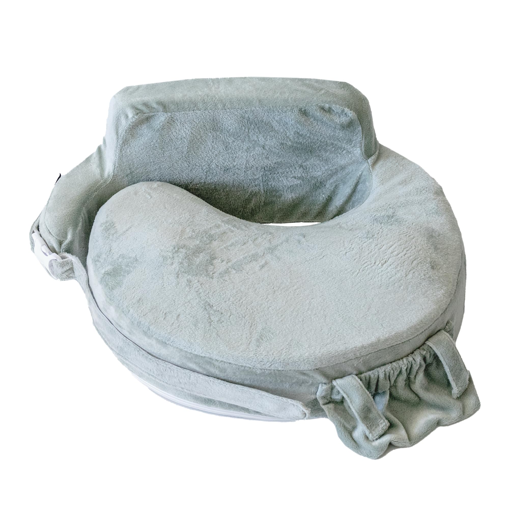 My Brest Friend Almohada de Lactancia Super Deluxe para Lactancia Materna y biberón con Soporte Lumbar, Almohada de alimentación con práctico Bolsillo y Funda extraíble, Platino - Platino