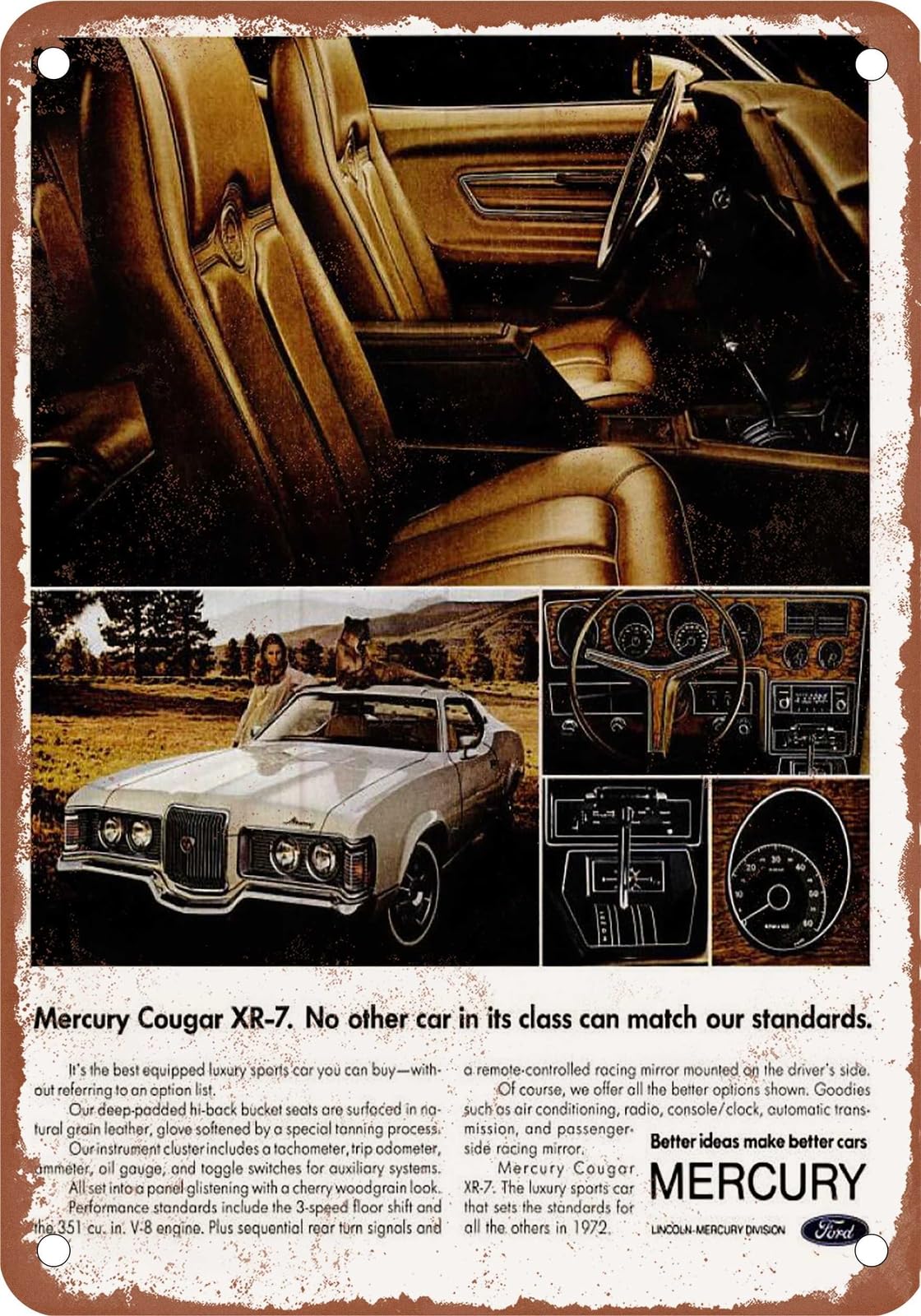 METAL SIGN - 1972 Mercury Vintage Ad 04 - Old Retro Rusty Look home decor