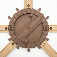 Wooden Train Track Turntable - 8-Way Rotating Switch for Kids, Compatible with Standard Wooden Tracks & Major Brands - Expand Railway Layouts, Roundhouse Style Junction Toy