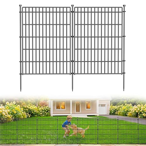 10 Panels No Dig Garden Fence Animal Barrier, 34in(H) ×