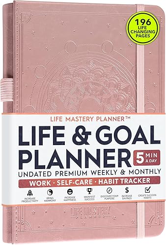 Agenda de vida y objetivos agenda diaria, semanal y mensual sin fecha para pasión, organizador, aumento de la productividad, propósito, éxito y