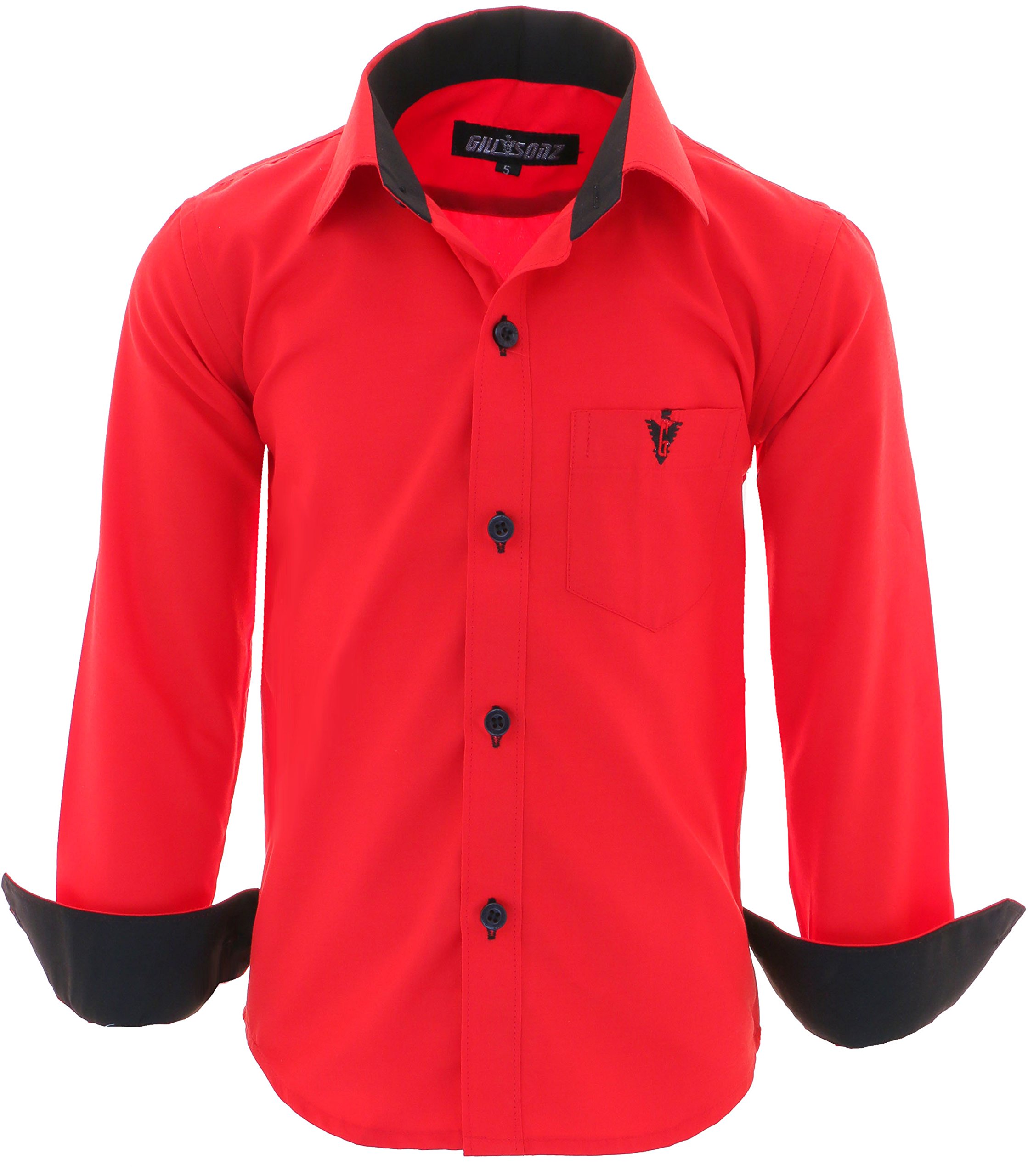 Gillsonz A7 - Chemise de fête à manches longues pour enfant - Facile à repasser - Disponibles dans 10 couleurs - Taille : 86 à 158