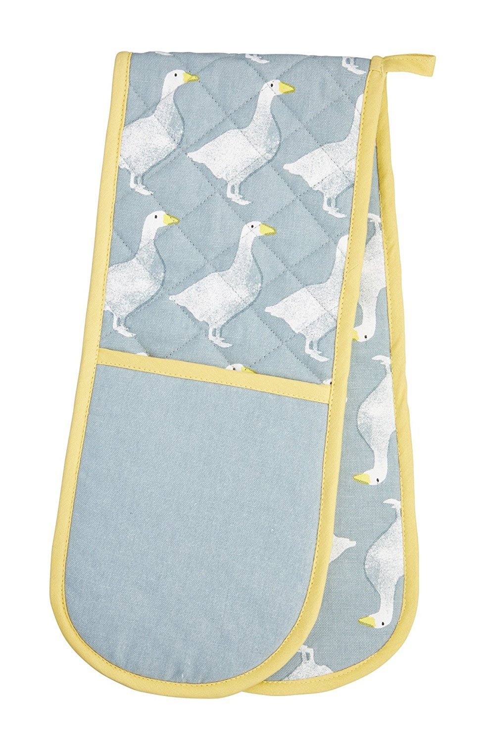 Kitchencraft Blue 1% Cotton 'Goose' Animal-Themed Double Oven Gloves, 86 X 18 Cm (34" X 7") - Grey / White