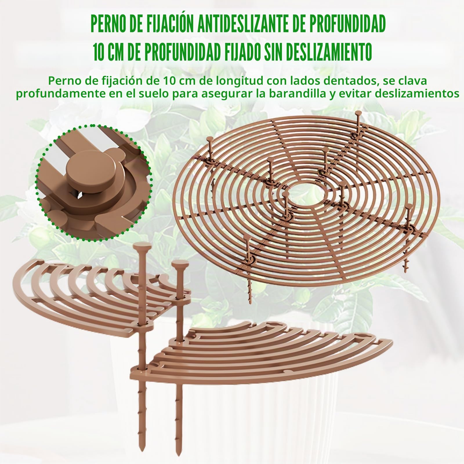6 rejillas protectoras redondas para macetas, 30 cm, protector para macetas de gatos, color marrón
