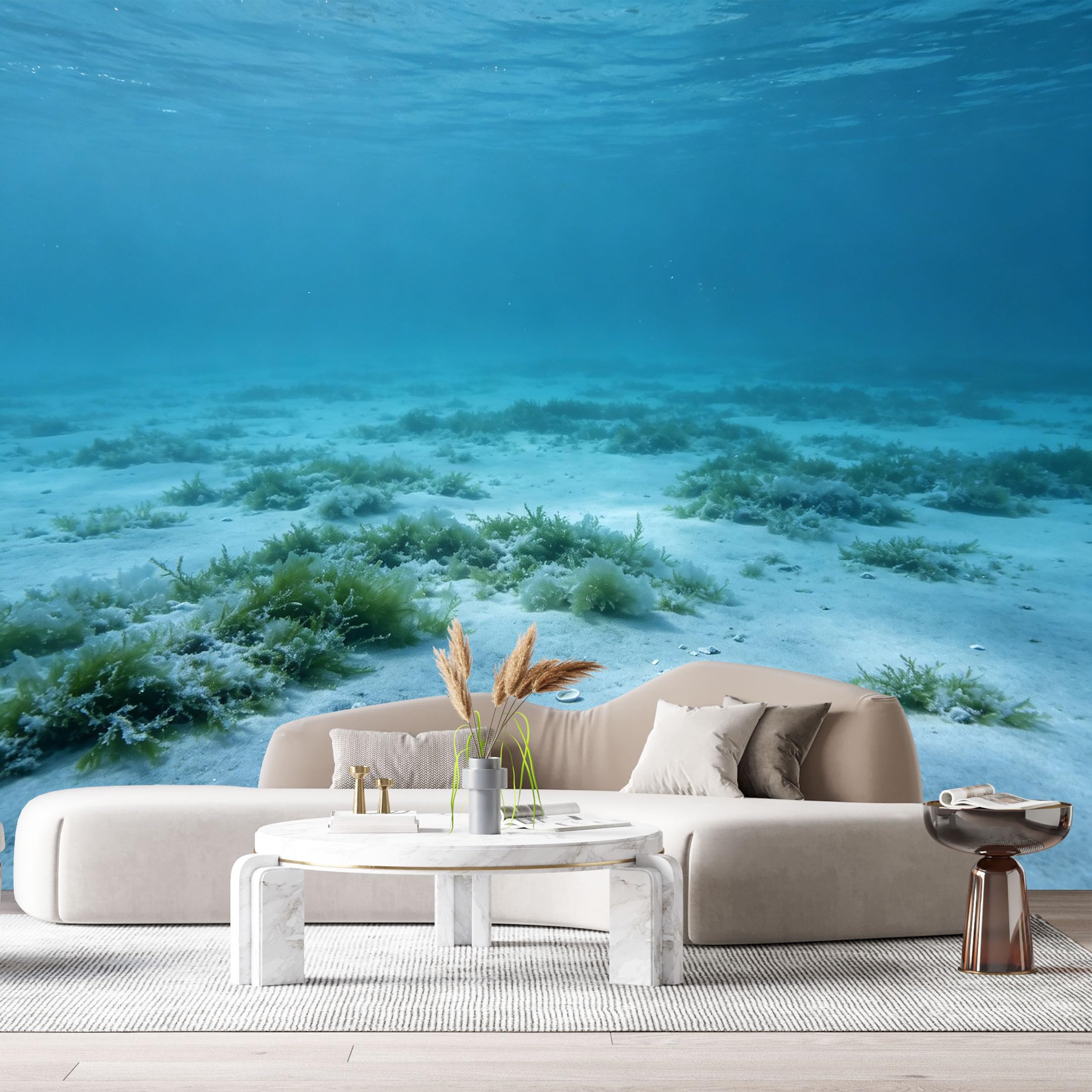 Custom Size Wall Murals Ocean Marine Underwater Seafloor Sandy Bottom Seashells SelfAdhesiveWall Fabric Removable Wallpaper Wall Decor for Living Room Bedroom Bathroom