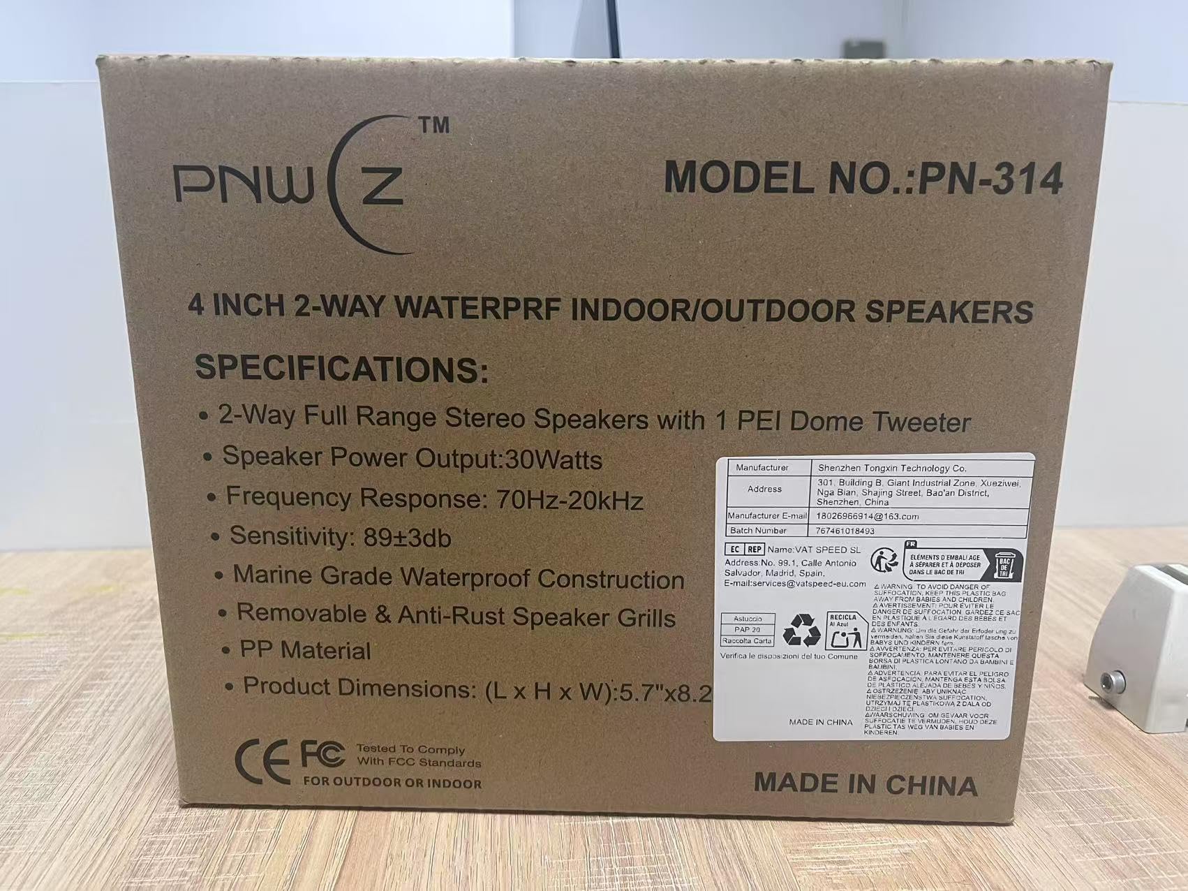 Wasserdichte Wandlautsprecher Bluetooth 5.3 4 Zoll (10 cm) Außenbereich Paar Schwarz